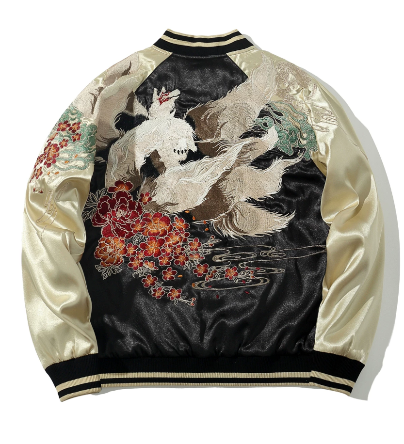 Sukajan Homme Motif Renard brodé