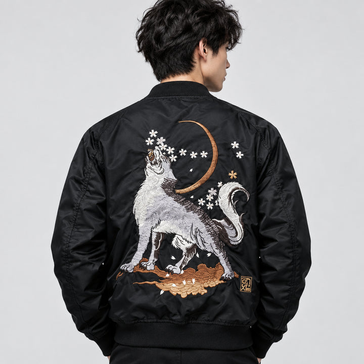 Sukajan Japonais Loup Brodé majestueux
