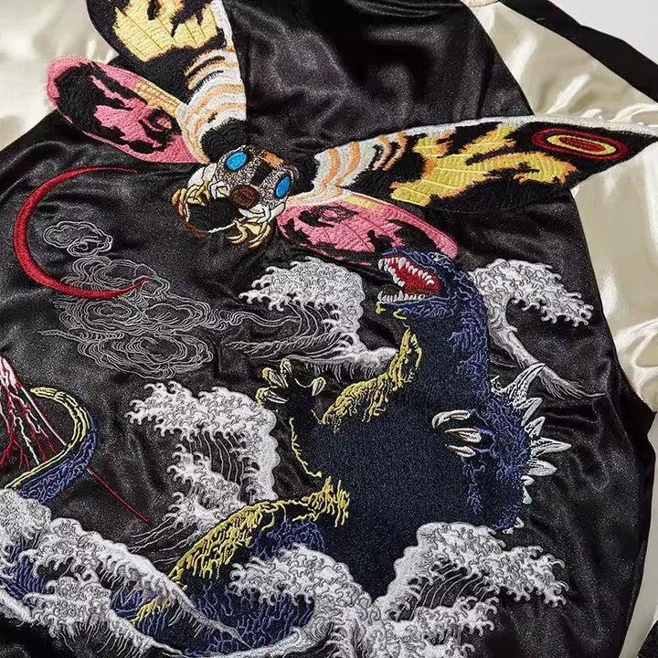 Sukajan Motif Godzilla X Mothra graphique
