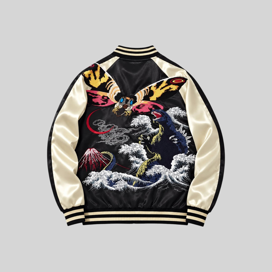 Sukajan Motif Godzilla X Mothra stylé