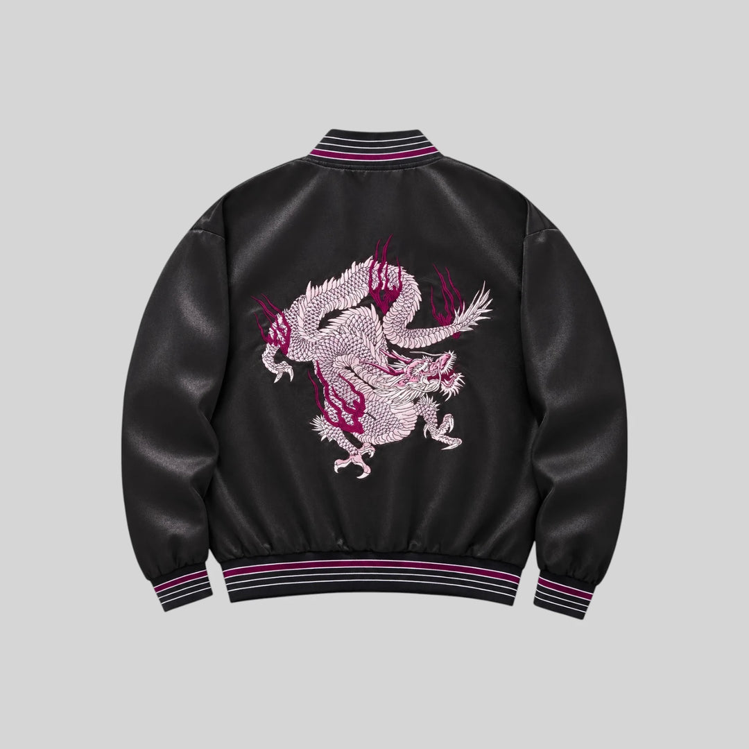 Sukajan Noir Brodé Dragon