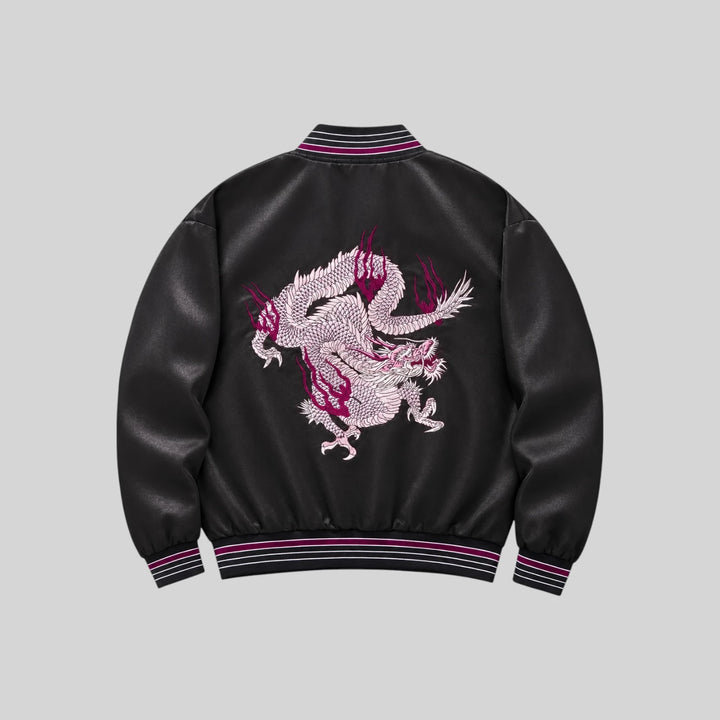 Sukajan Noir Brodé Dragon