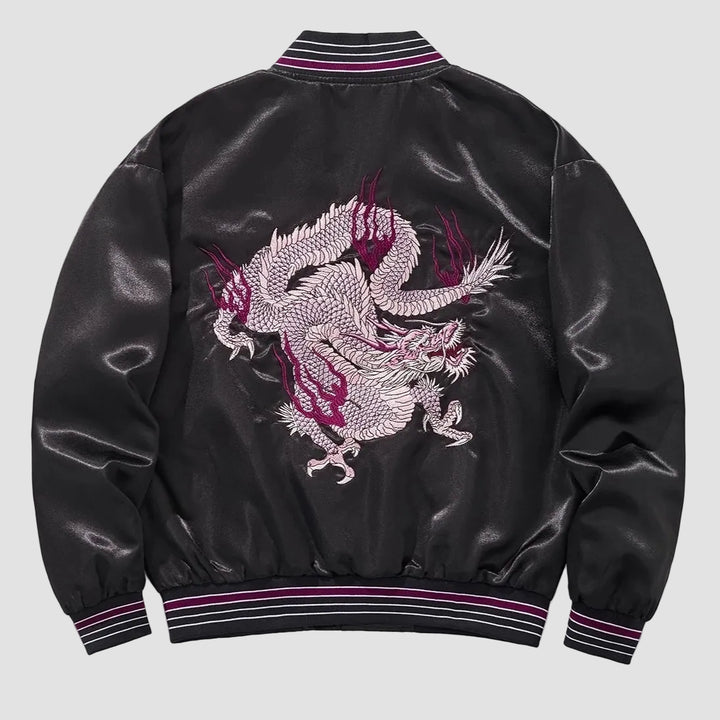 Sukajan Noir Brodé Dragon