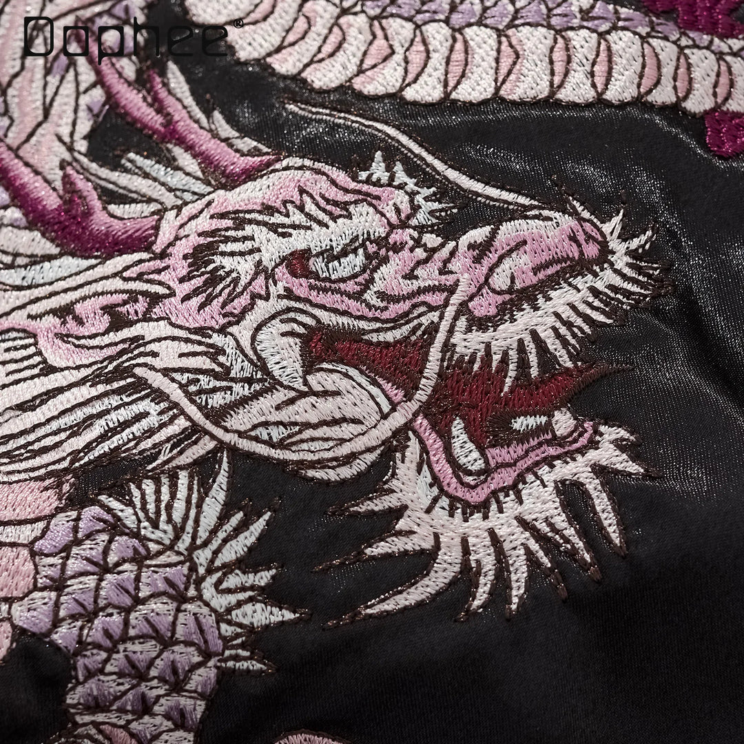 Sukajan Noir Brodé Dragon Brodée
