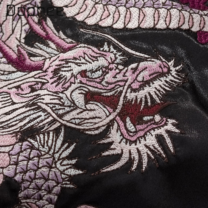 Sukajan Noir Brodé Dragon Brodée