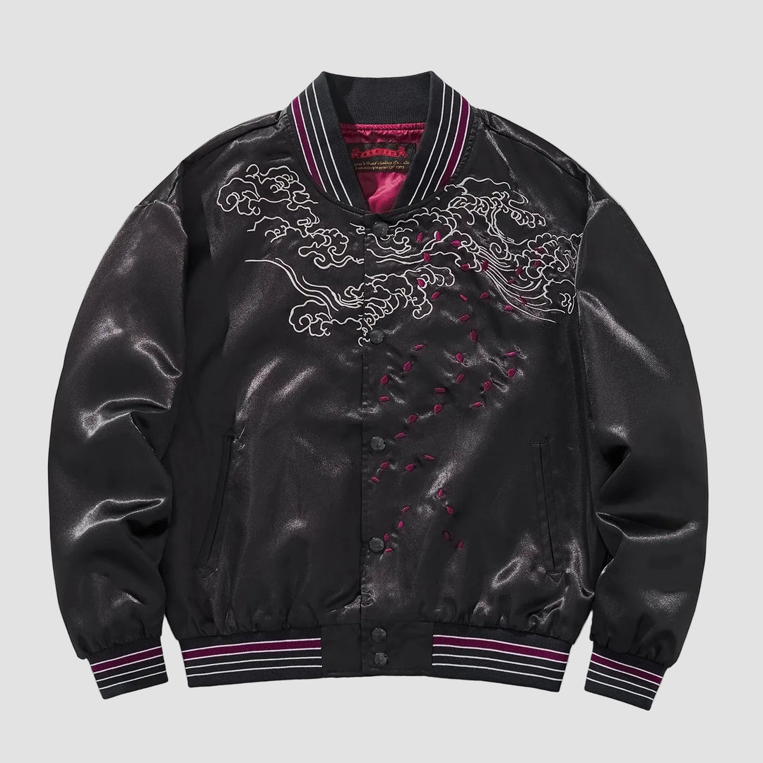 Sukajan Noir Brodé Dragon Chic