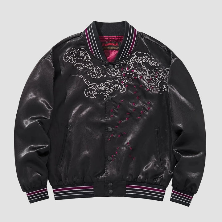 Sukajan Noir Brodé Dragon Chic