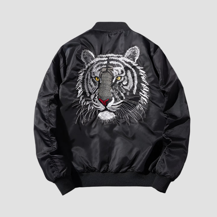 Sukajan Noir Homme Motif Tigre audacieux