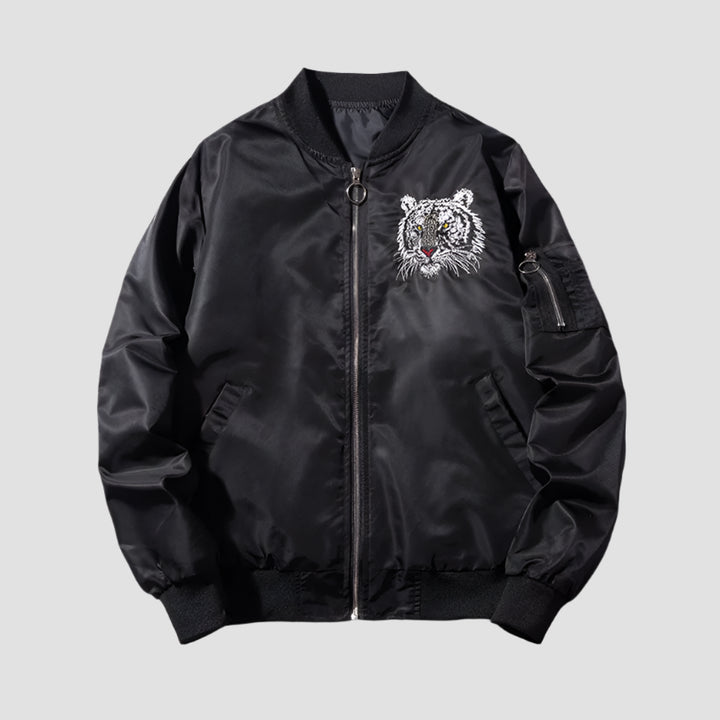 Sukajan Noir Homme Motif Tigre élégant