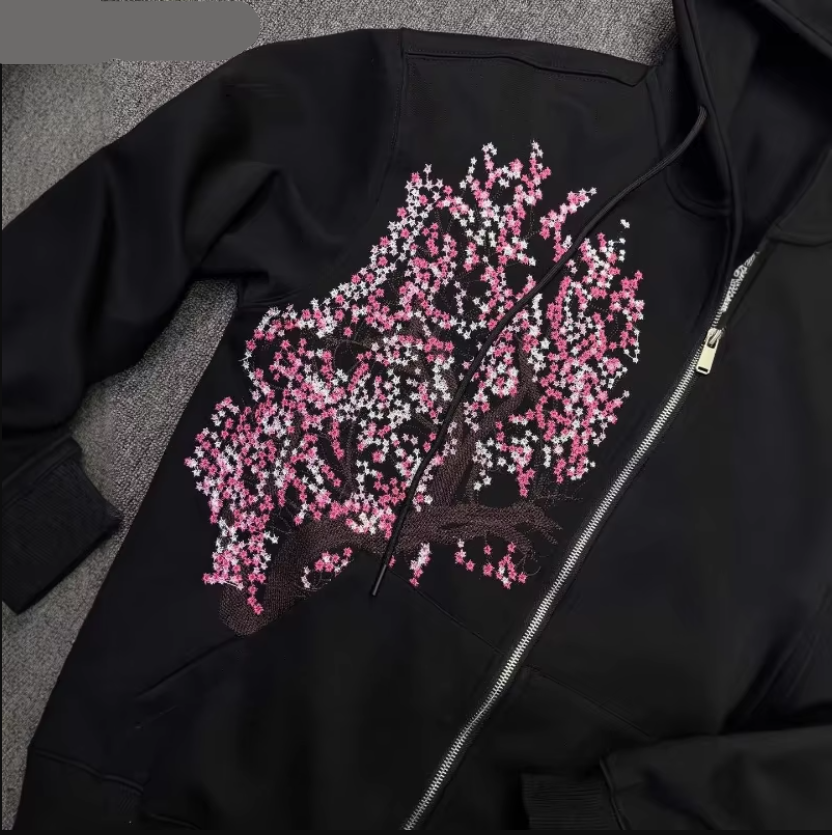 Sweat Brodé Sakura Japonais qualité