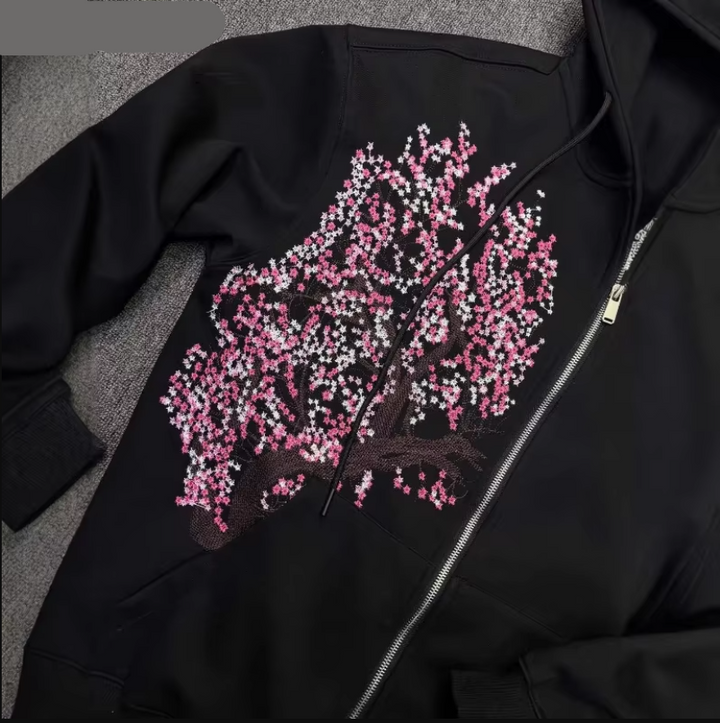 Sweat Brodé Sakura Japonais qualité