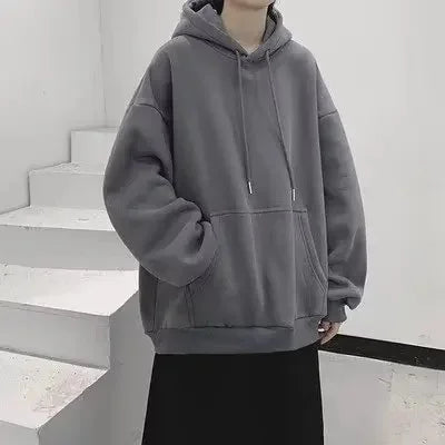 Sweat Japonais Ample Uni Gris