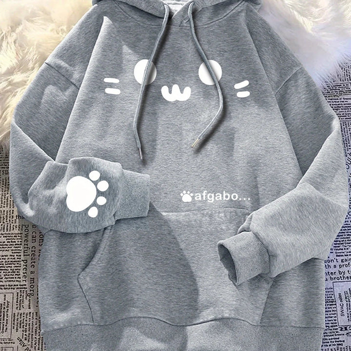 Sweat Japonais Chat Drôle Gris