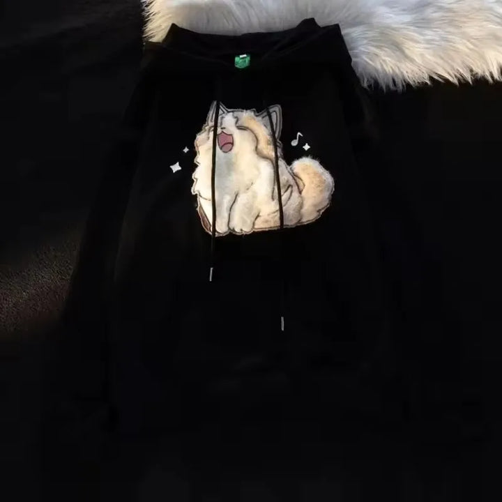 Sweat Japonais Chat Kawaii Noir