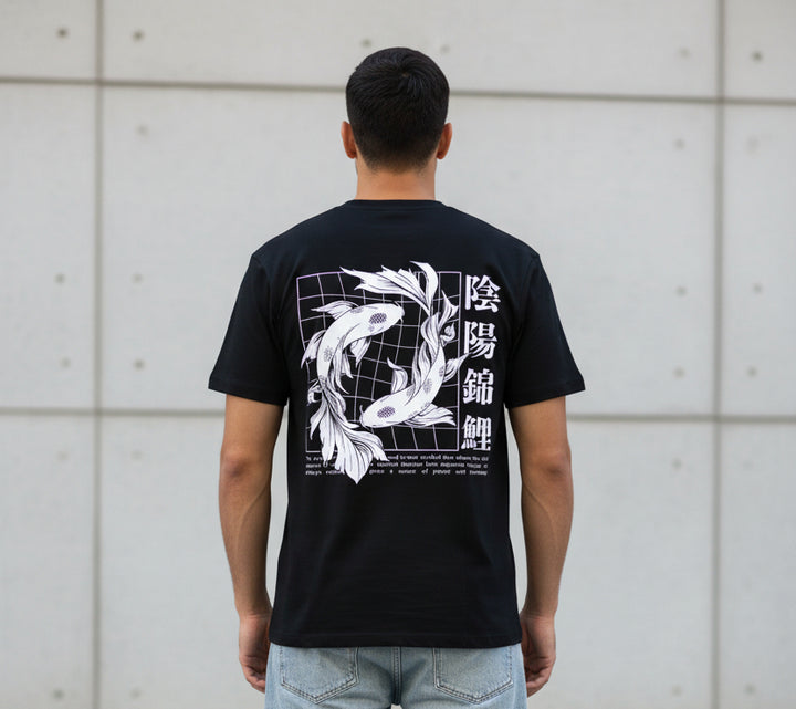 T-Shirt Japonais Koi Noir et Blanc 