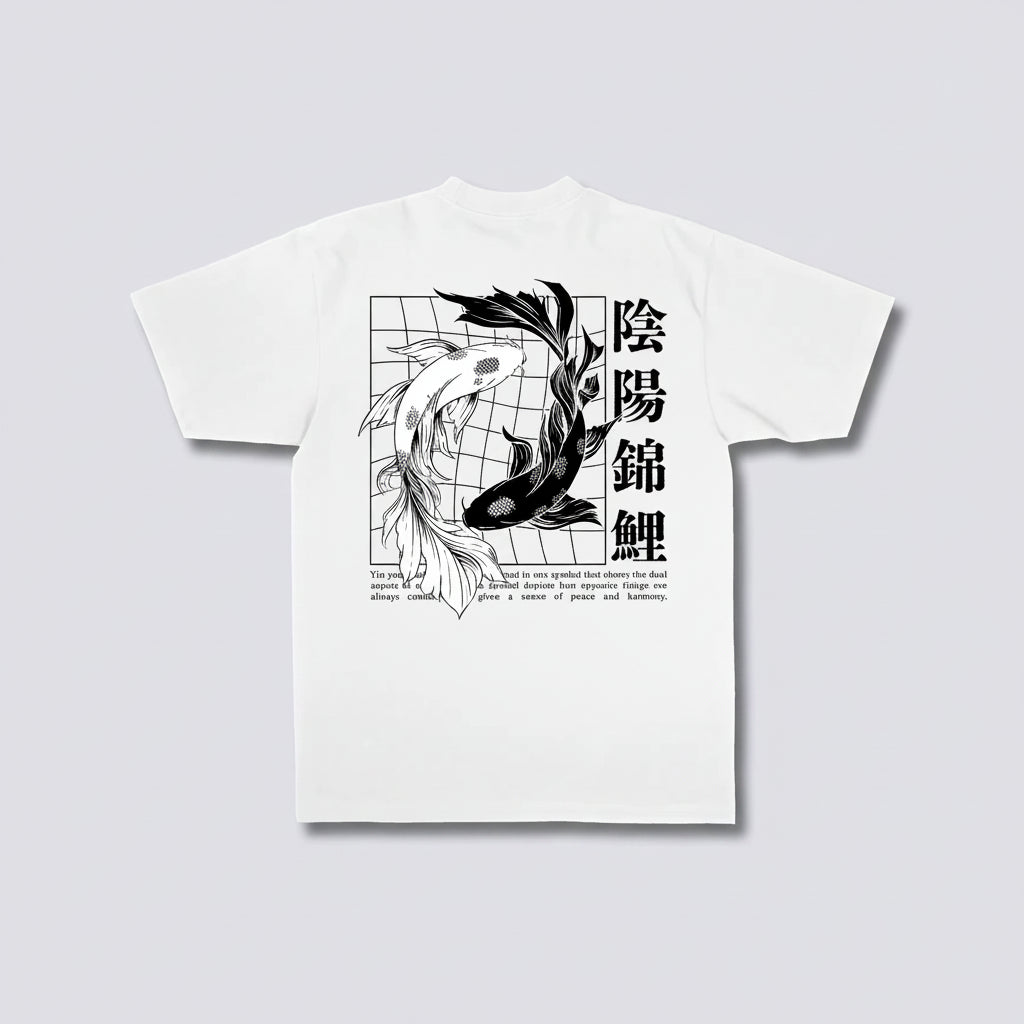 T-Shirt Japonais Koi Noir et Blanc fashion