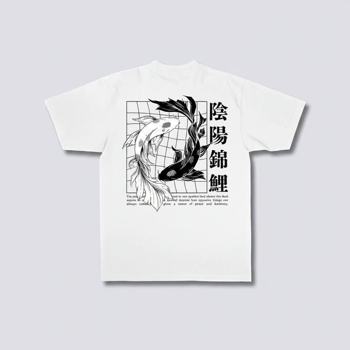 T-Shirt Japonais Koi Noir et Blanc fashion