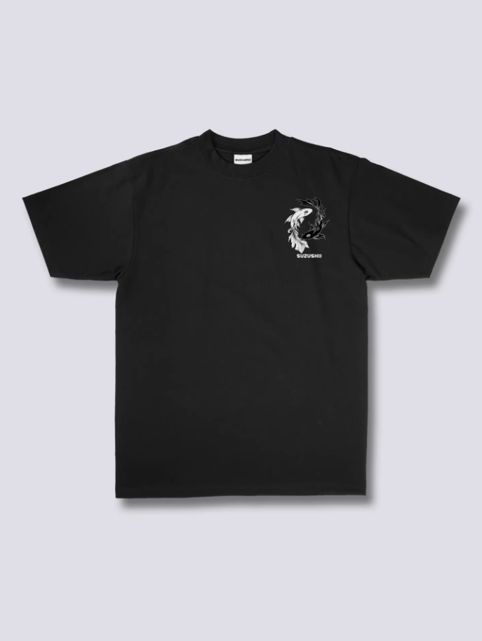 T-Shirt Japonais Koi Noir et Blanc léger