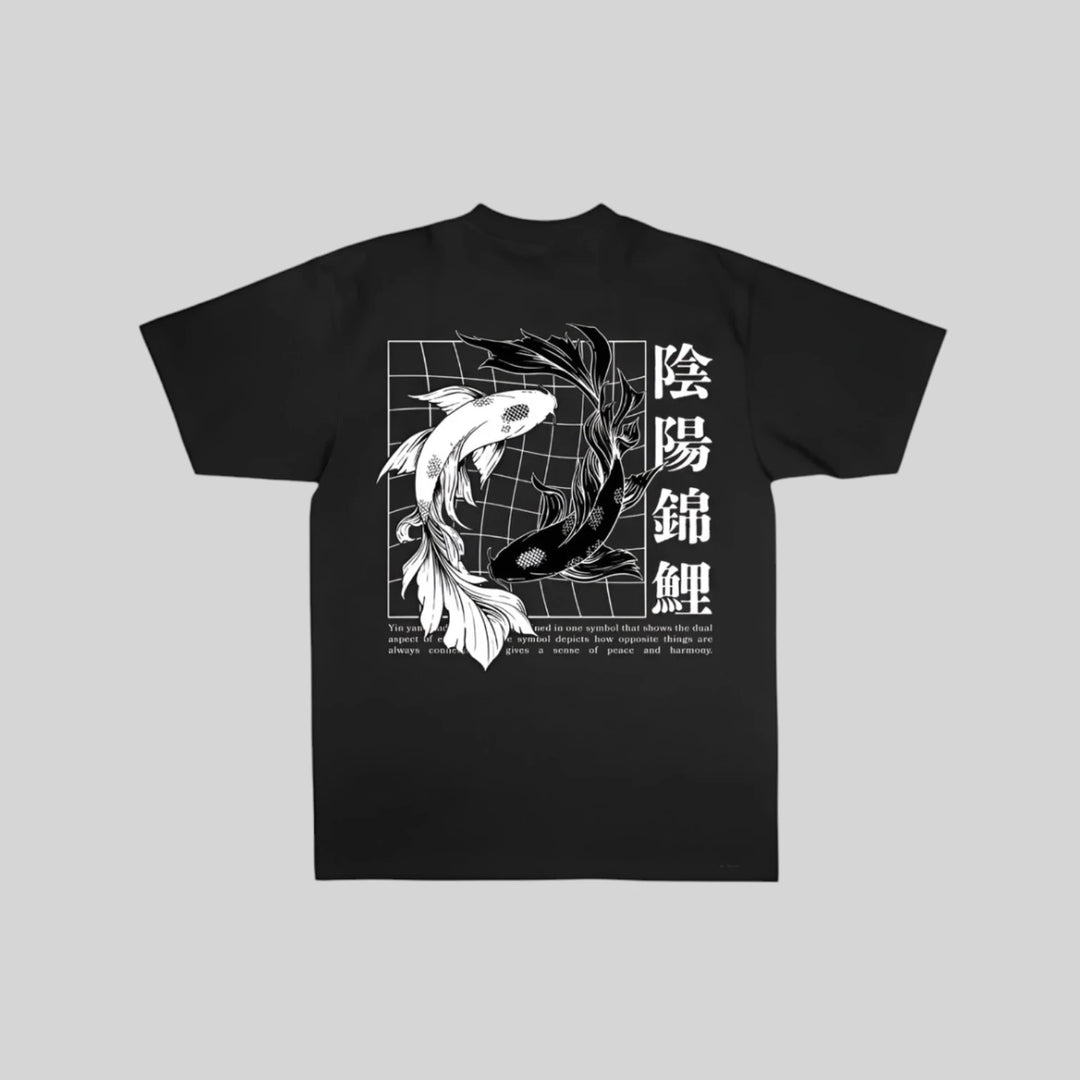 T-Shirt Japonais Koi Noir et Blanc stylé