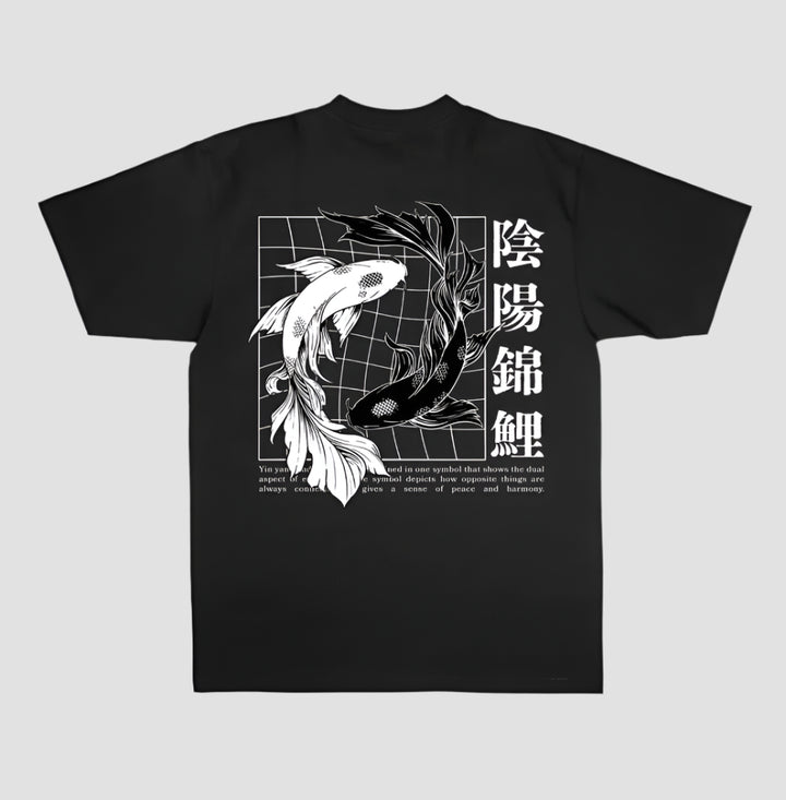 T-Shirt Japonais Koi Noir et Blanc style
