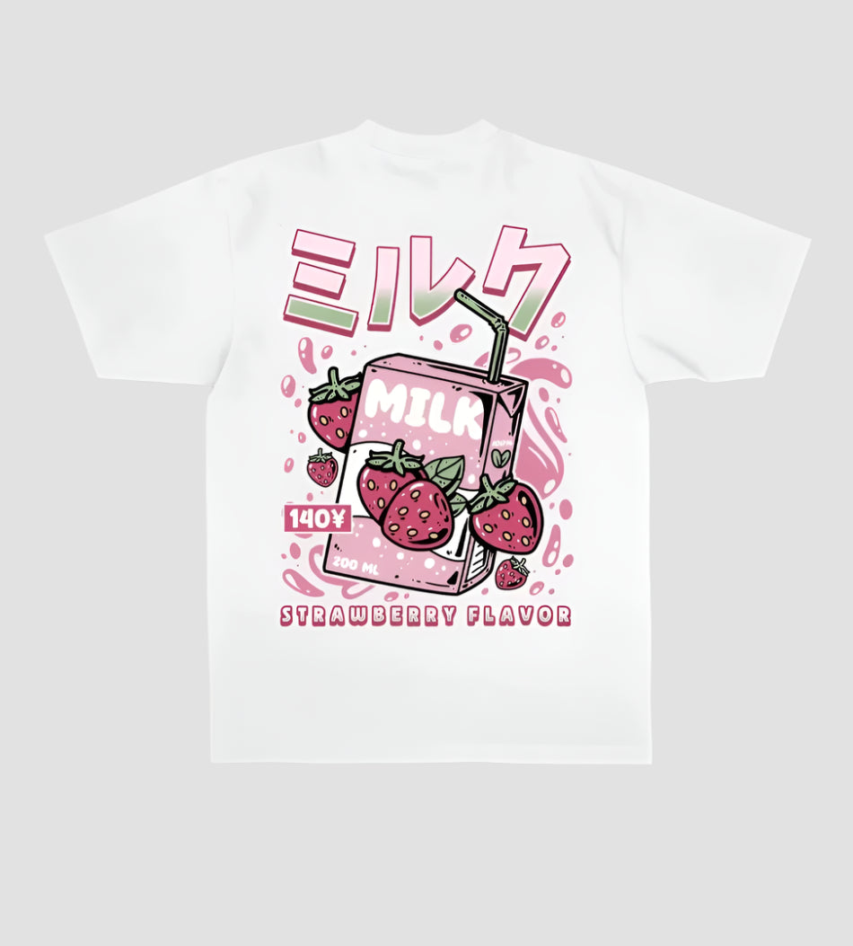 T-Shirt Japonais Milk Fraise stylé