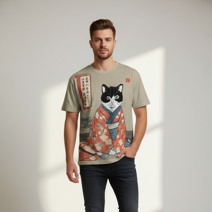 T-shirt 3D Chat Japonais stylé