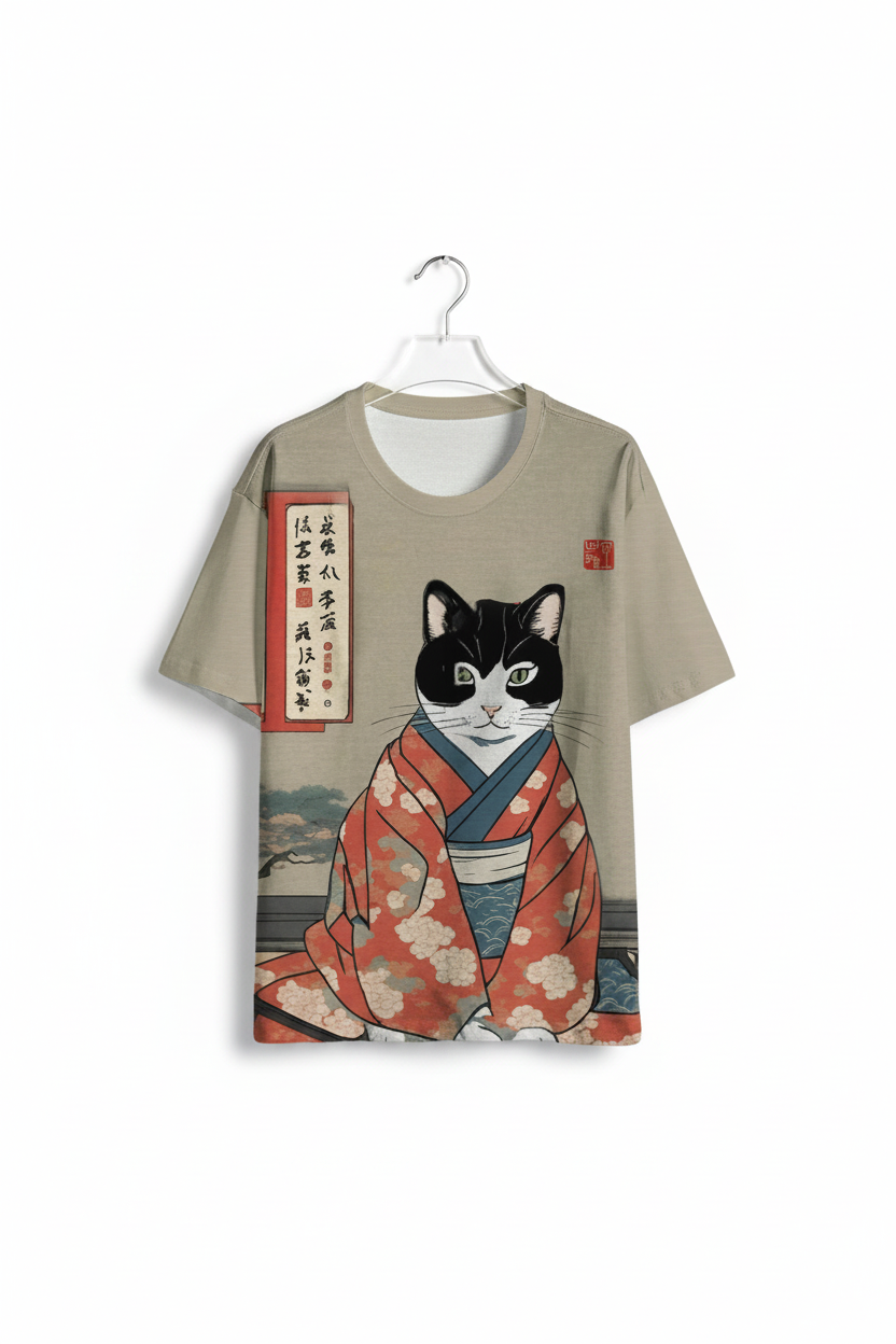 T-shirt 3D Chat Japonais unique