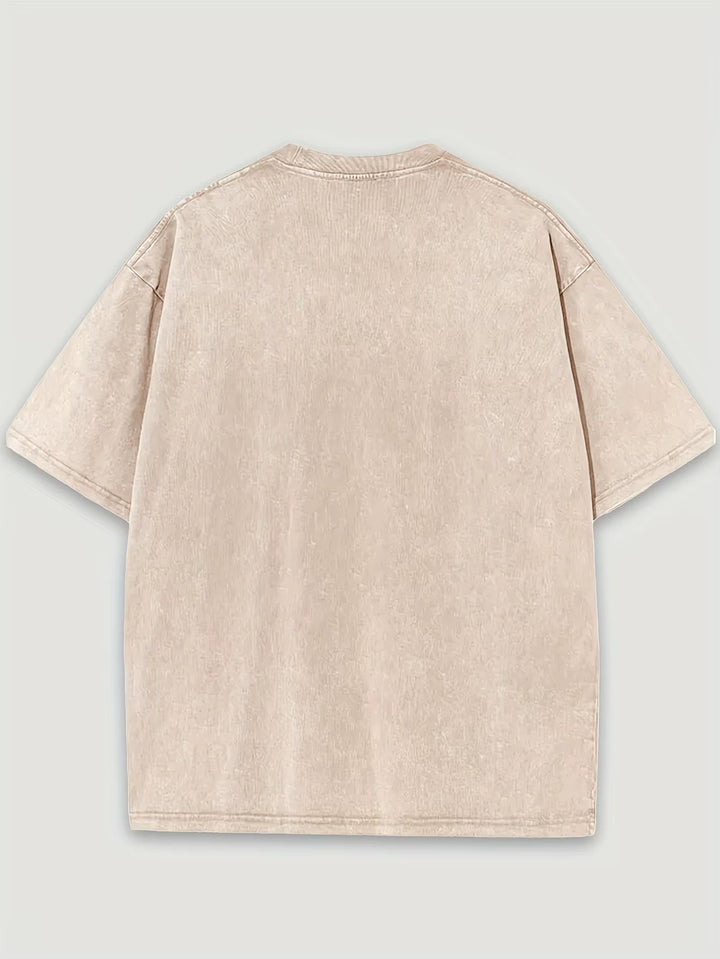 T-shirt Délavé Japonais Sakura Mont Fuji beige