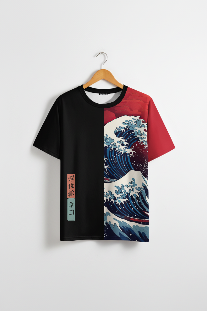 T-shirt Japonais 3D Vague fluide