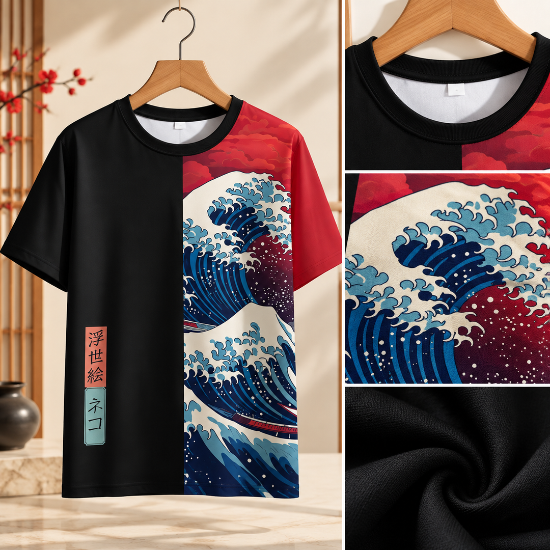 T-shirt Japonais 3D Vague stylé