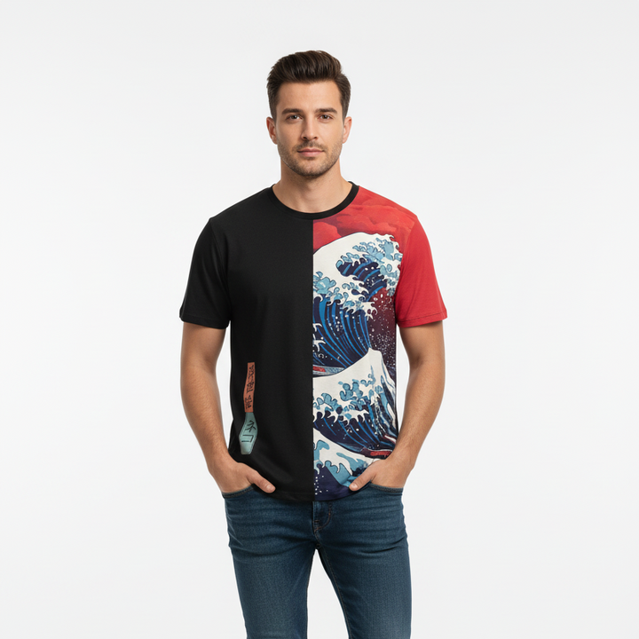 T-shirt Japonais 3D Vague unique