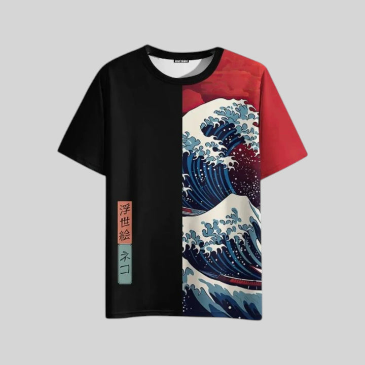 T-shirt Japonais 3D Vague unique