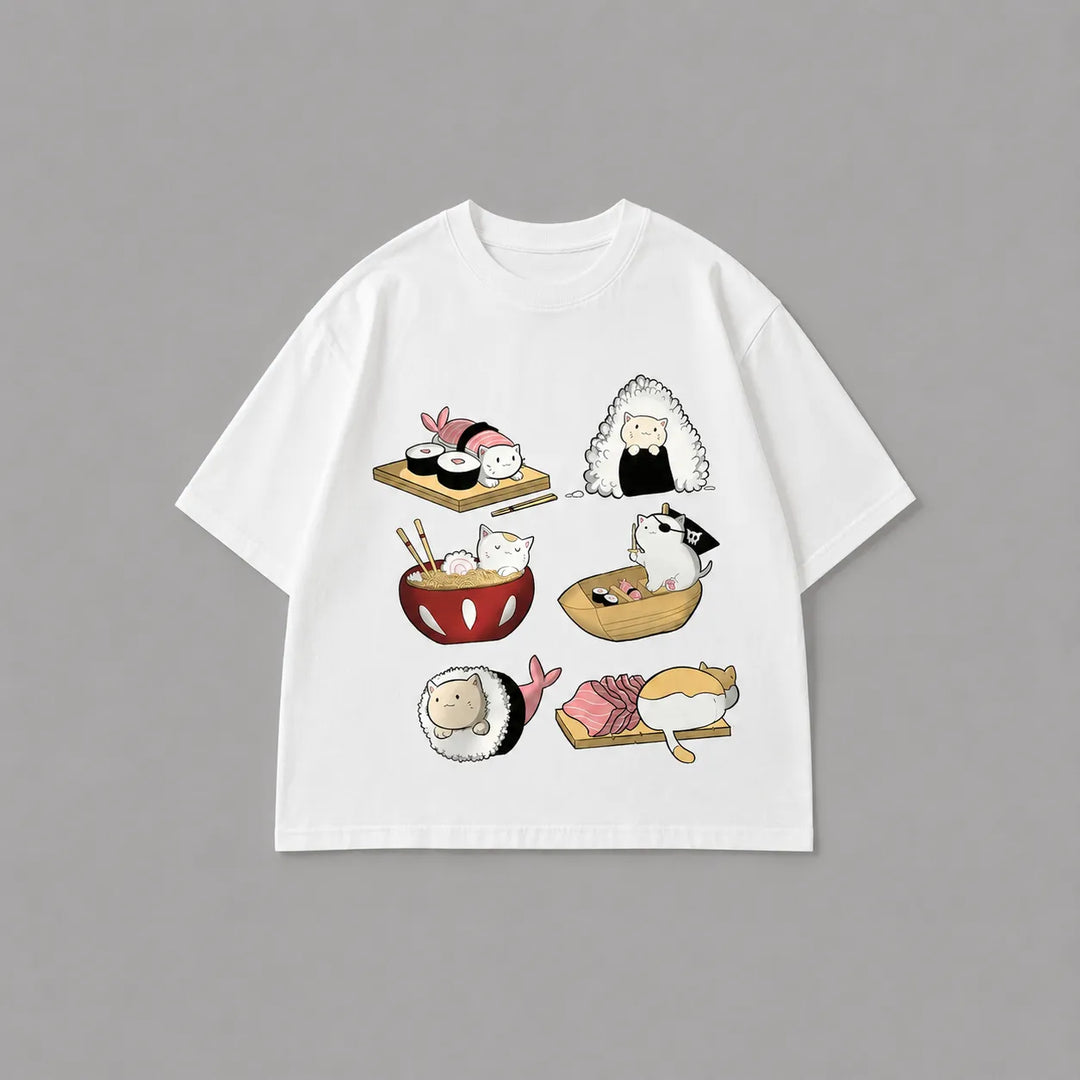 T-shirt Japonais Amusant Chat Sushi de qualité