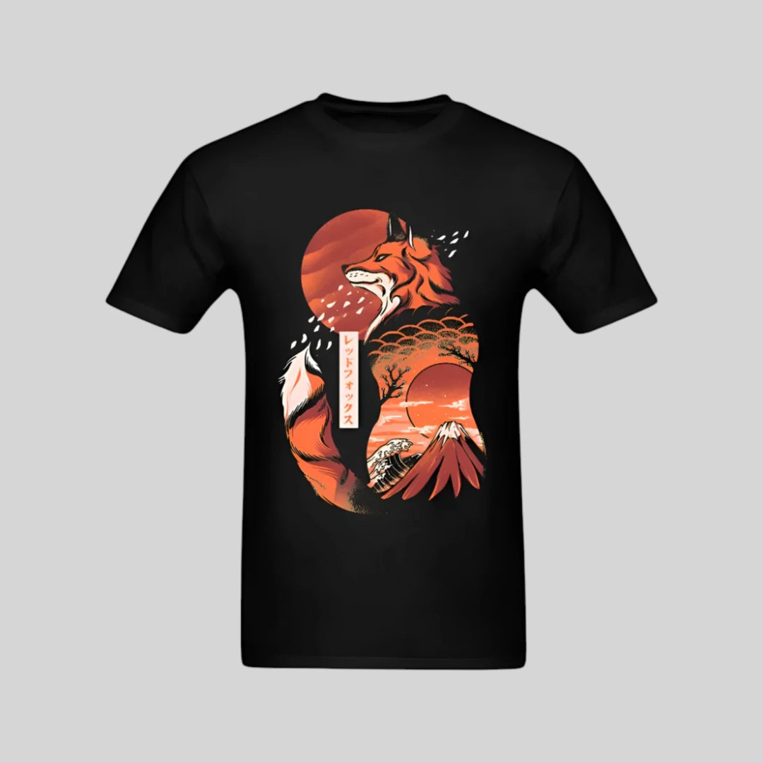 T-shirt Japonais Artistique Renard homme