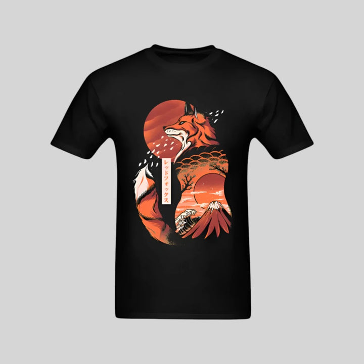 T-shirt Japonais Artistique Renard homme