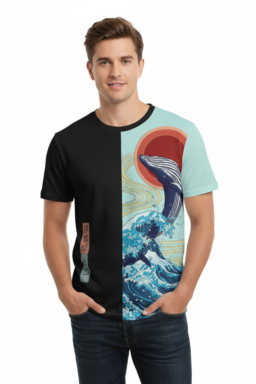 T-shirt Japonais Baleine homme