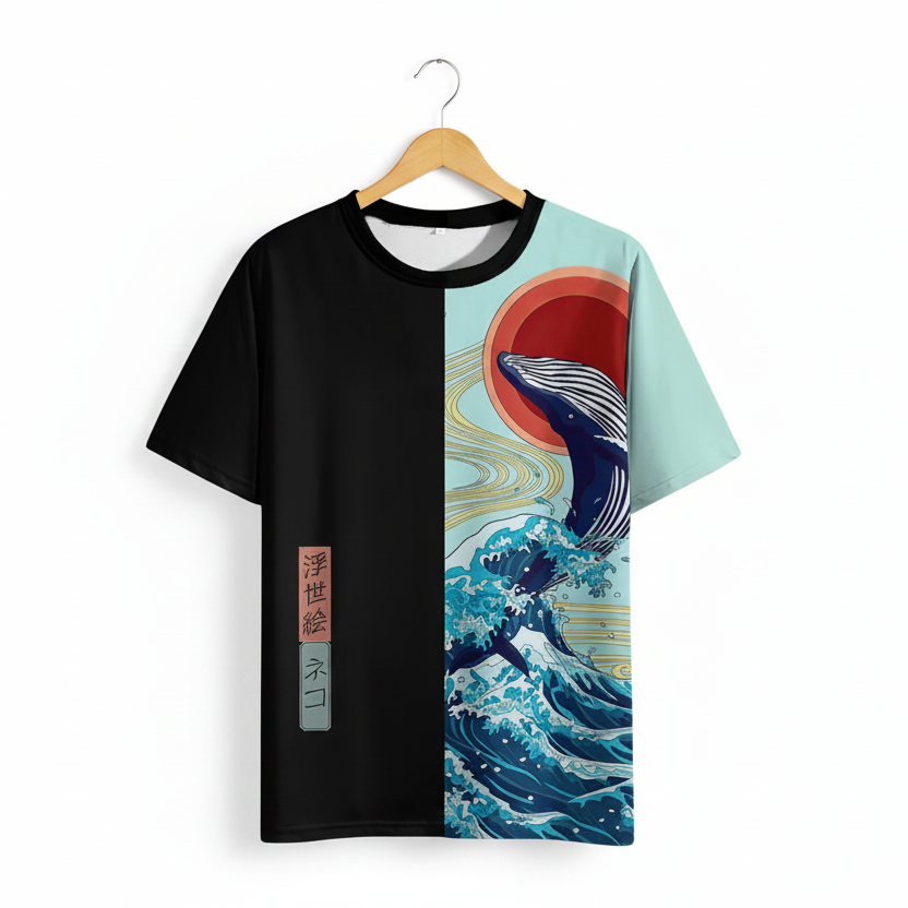 T-shirt Japonais Baleine léger