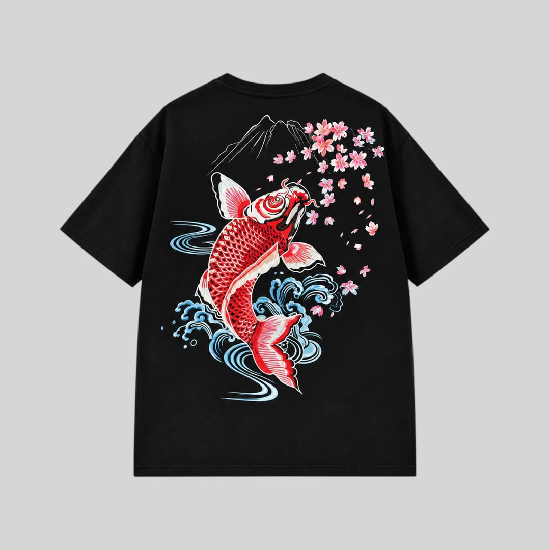 T-shirt Japonais Carpe Koi Brodé femme