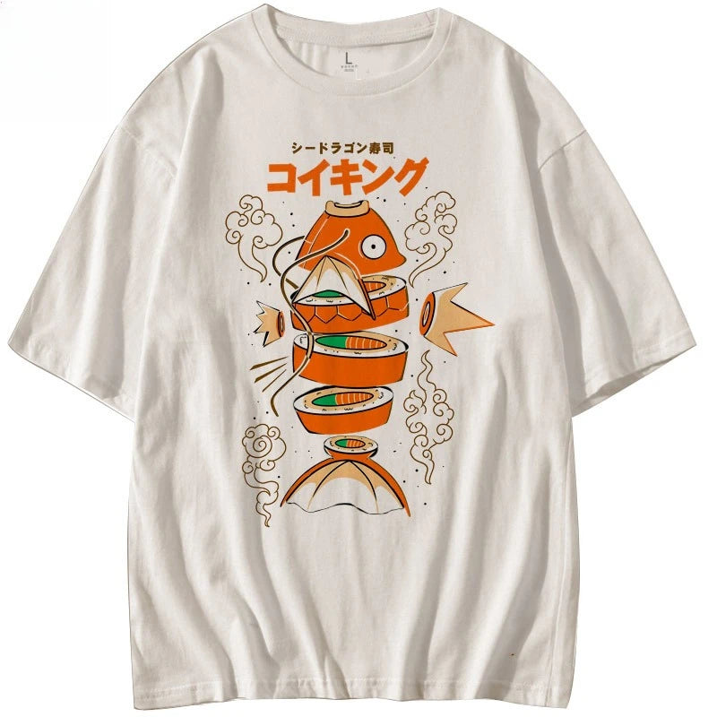 T-shirt Japonais Carpe Koi Original Beige