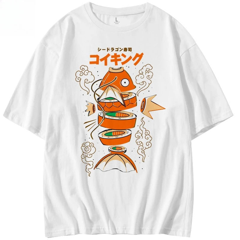 T-shirt Japonais Carpe Koi Original Blanc