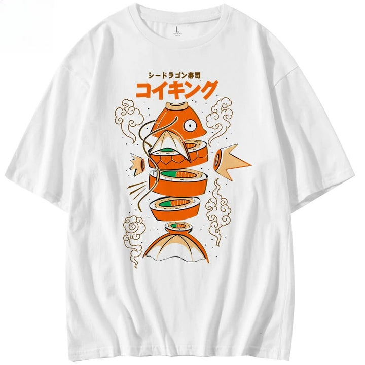 T-shirt Japonais Carpe Koi Original Blanc