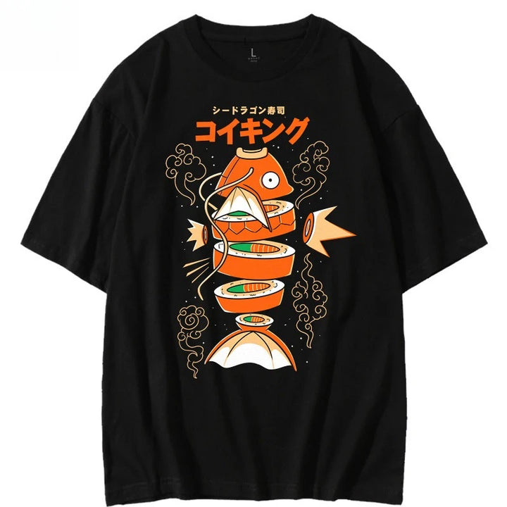 T-shirt Japonais Carpe Koi Original Noir