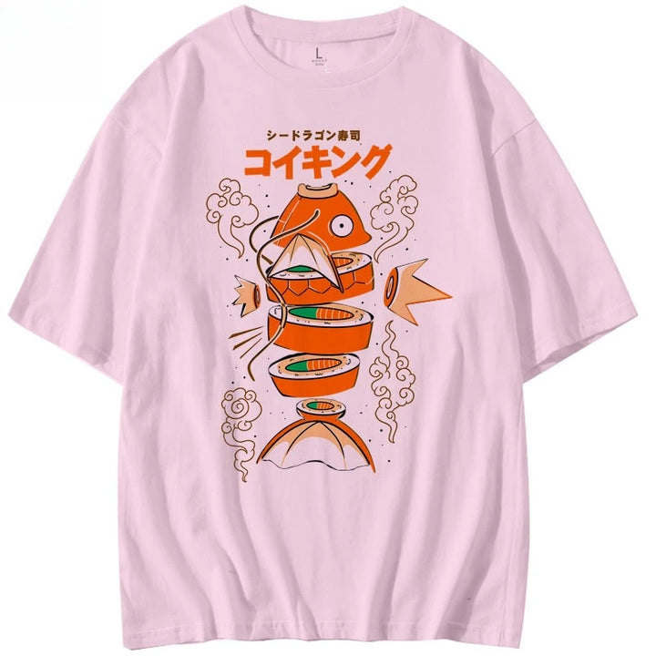 T-shirt Japonais Carpe Koi Original Rose