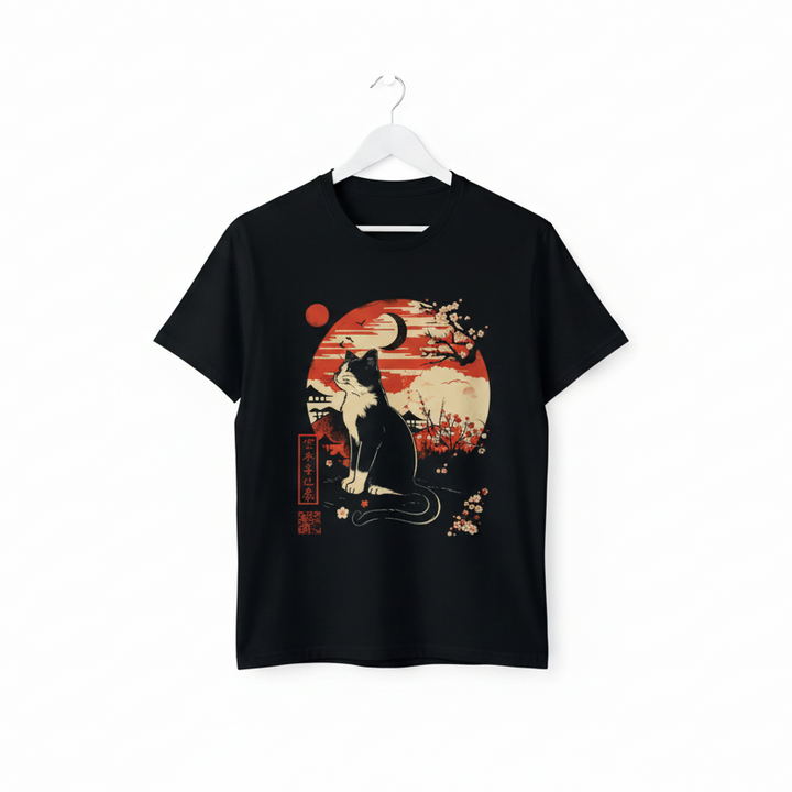 T-shirt Japonais Chat Sakura fluide