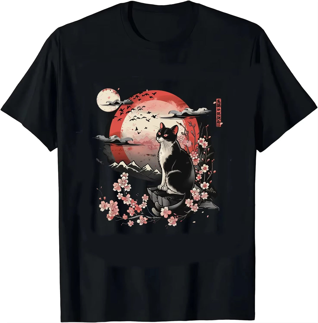 T-shirt Japonais Chat Sakura unique