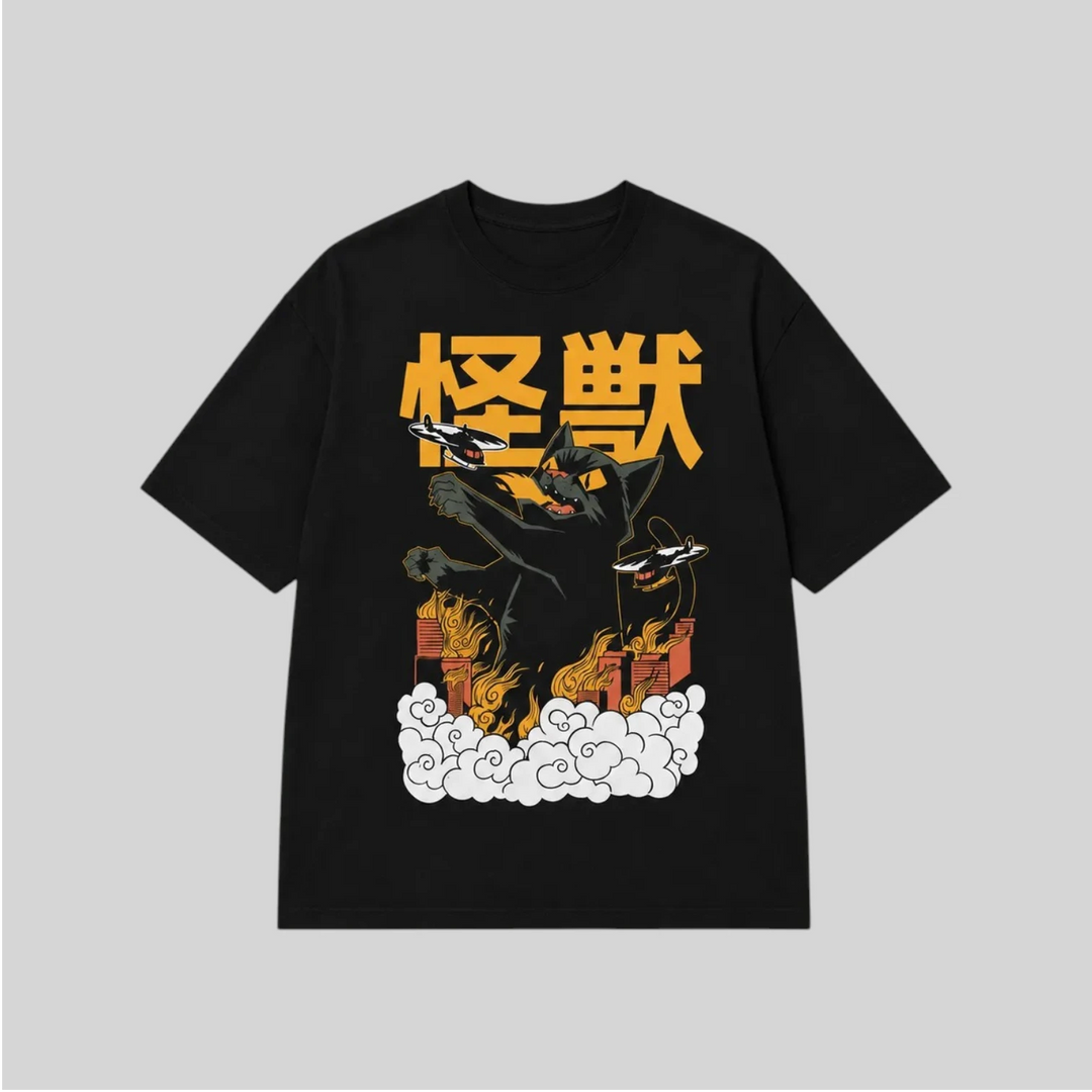 T-shirt Japonais Chat Stylé homme