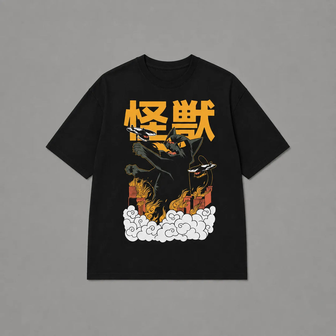 T-shirt Japonais Chat Stylé unique