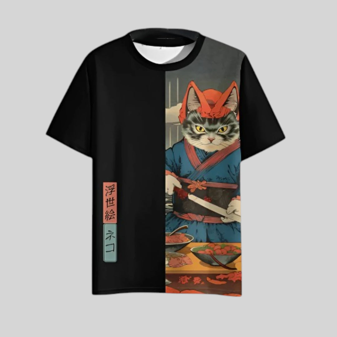 T-shirt Japonais Chat de Samouraï homme