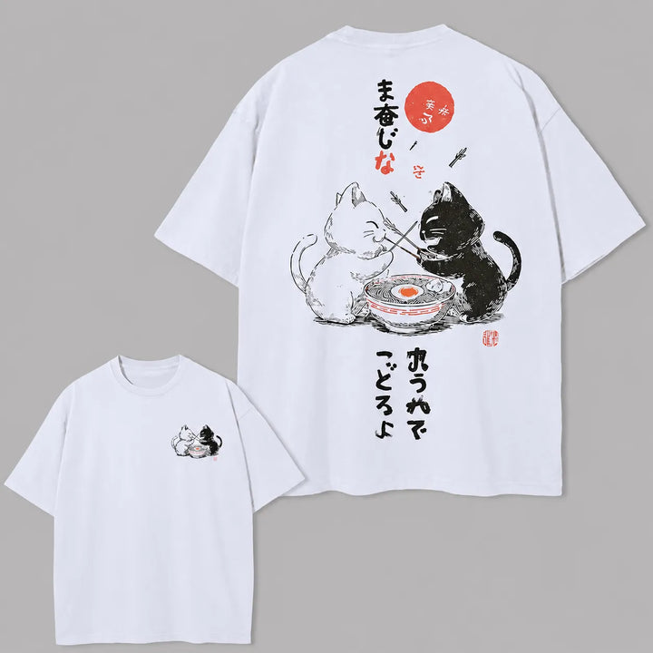 T-shirt Japonais Délavé Chat