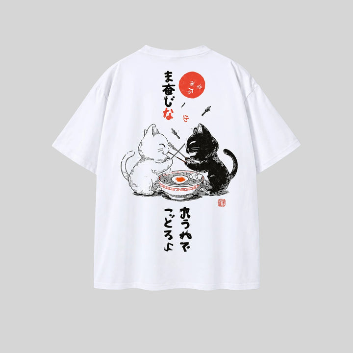 T-shirt Japonais Délavé Chat stylé